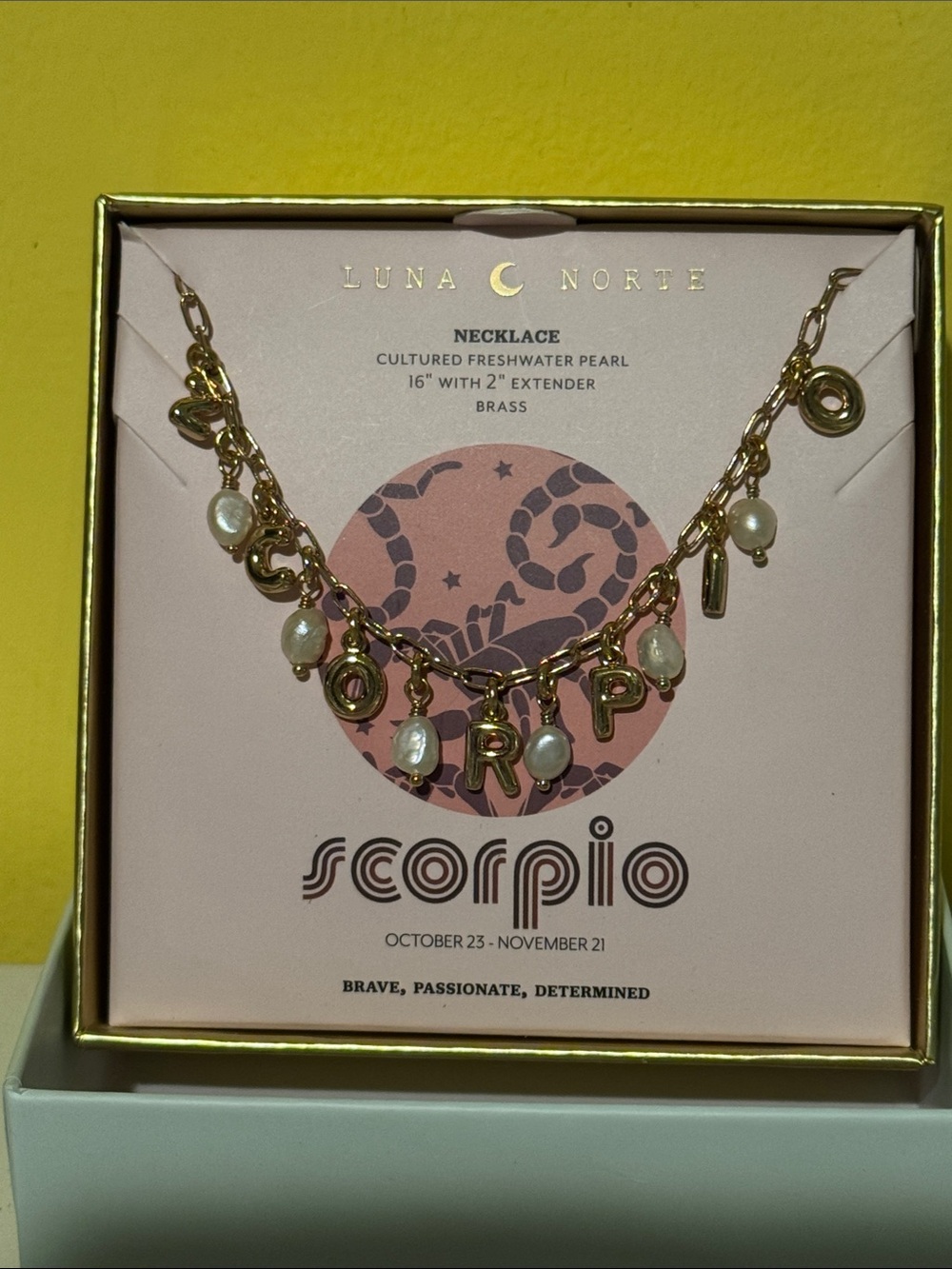 NIB Luna Norte Scorpio charm necklace.